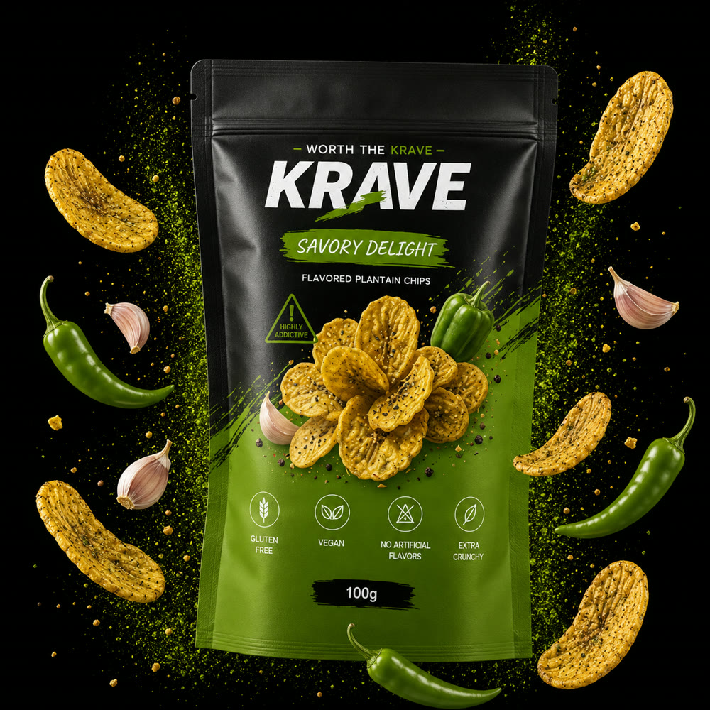 Krave Savory Delight plantain chips pouch