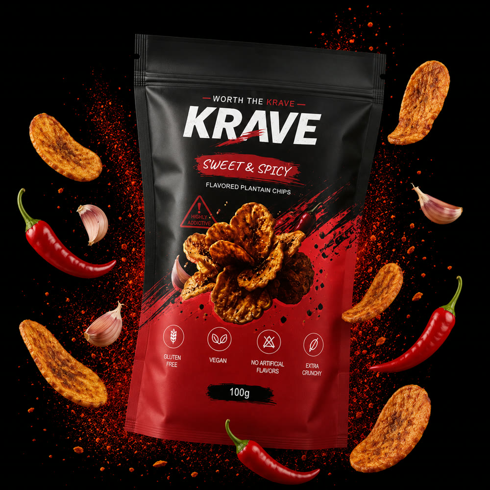 Krave Sweet & Spicy plantain chips pouch
